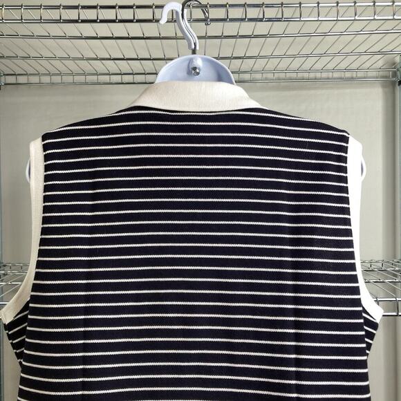 Talbots Women's Black White Striped Sleeveless Polo Shirt Size XL Preppy Tennis - Picture 9 of 10